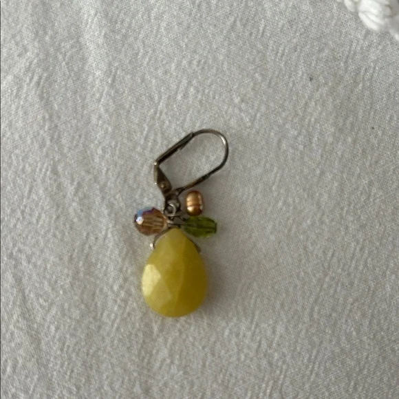 Yellow and Green Teardrop Earrings - Picture 2 of 4